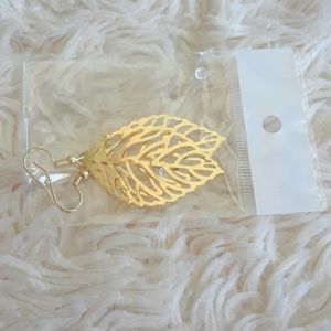 Gold Leaf Earrings Metal Cutouts